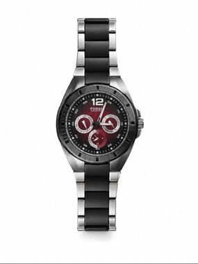 Fossil Blue BQ9284 Men’s Red Dial Two Tone Stainless Steel Watch 100M